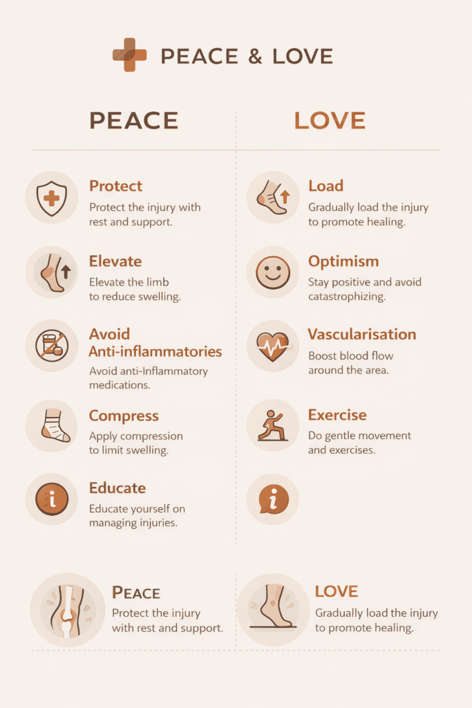 PEACE and LOVE Framework for Sprain Recovery