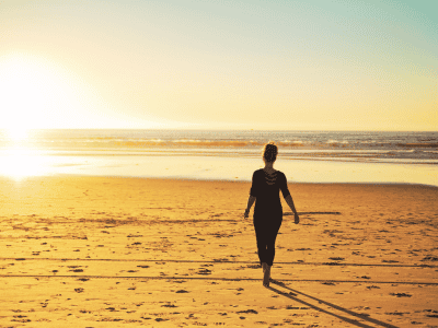 Walking for back pain beach sunrise benefits